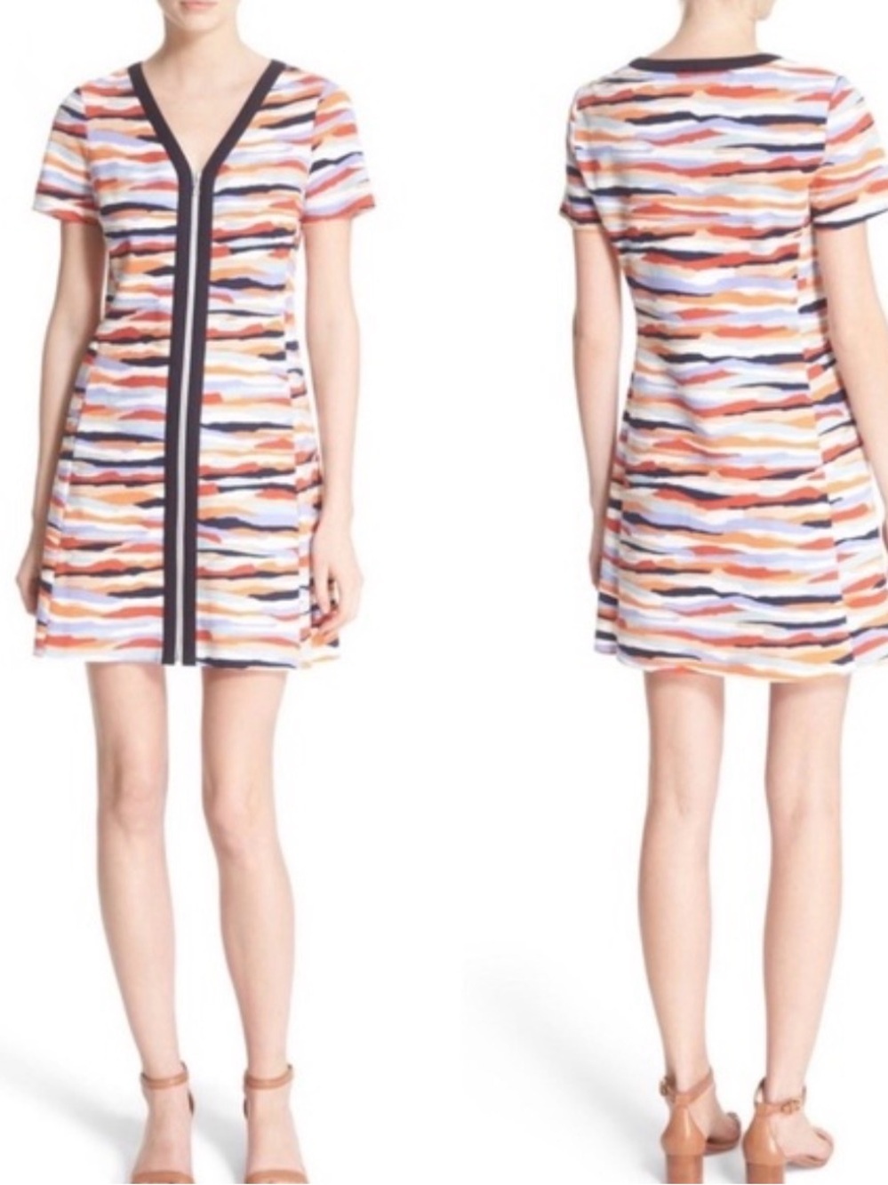 Tory Burch Vienna Full Zip Front Dress M summer sunset vienna camo multicolor